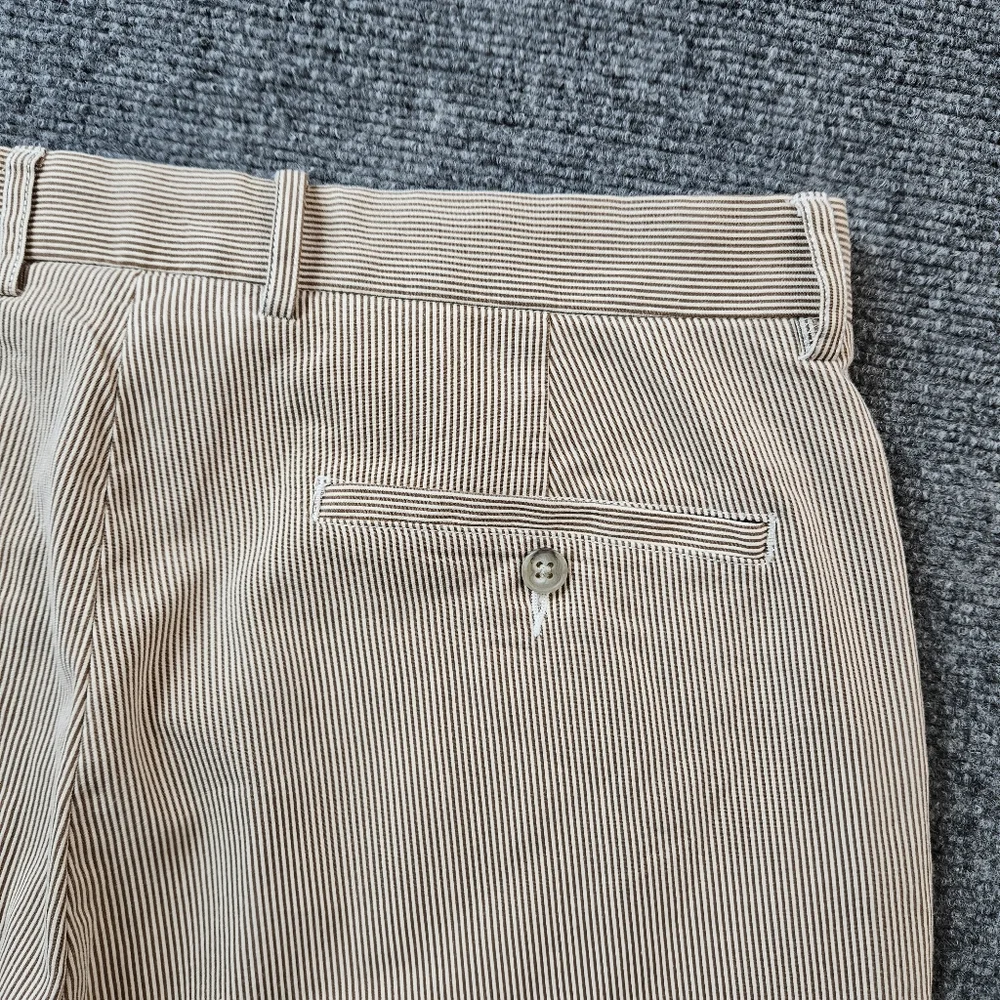 J.Crew Men's Pinstripe Chino Pants 34x32 Khaki Tan Brown Slim Fit Cotton Prep